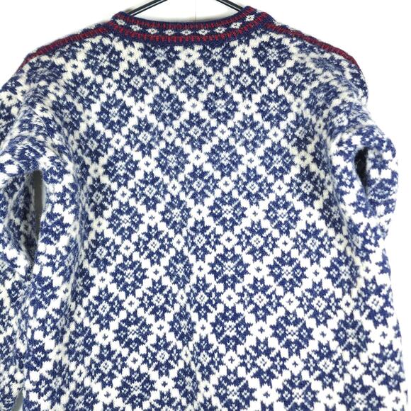 Apleks Women's Sz XS 100% Wool Blue Fair Isle Nordic Design Cardigan Sweater - Picture 8 of 10